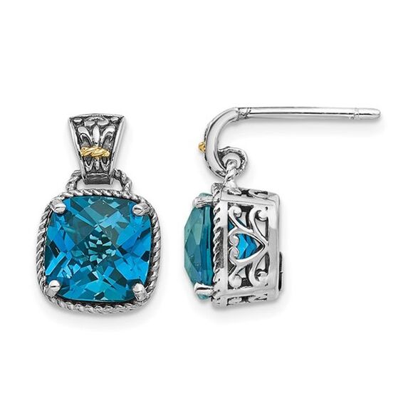 5.40 Carat (ctw) Cushion Cut London Blue Topaz Earrings Sterling Silver